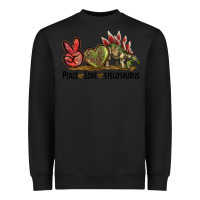 Black Peace Love Stegosaurus Heavyweight Sweatshirt - LillyAllenDesigns