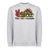 Heather Grey Peace Love Stegosaurus Heavyweight Sweatshirt - LillyAllenDesigns