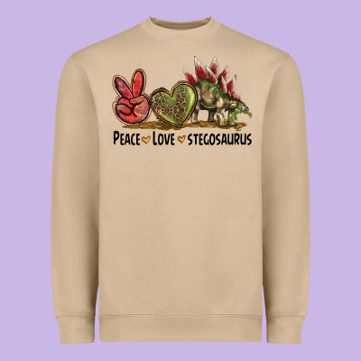 Peace Love Stegosaurus Heavyweight Sweatshirt Designed By Lillyallendesigns