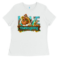 White Love Thanksgiving with Turkey Ladies Tee - texasbilliewilder