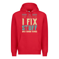 Red that's what i do   i fix stuff and i know things Premium Hoodie - longCreatives