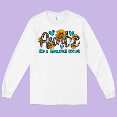 Auntie Like A Mom Only Cooler Long Sleeve Tee Designed By Oliviacreatesart