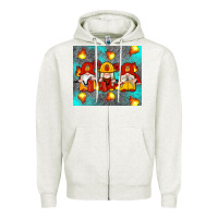 Oatmeal Heather firefighter gnomes Zipper Hoodie - Artiststas
