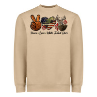 Peace Love White Tailed Deer Heavyweight Sweatshirt | Teevron
