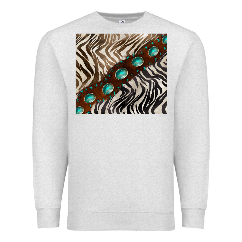 Zebra Gemstone Leather Premium Sweatshirt by BarkalooDesign | Teevron