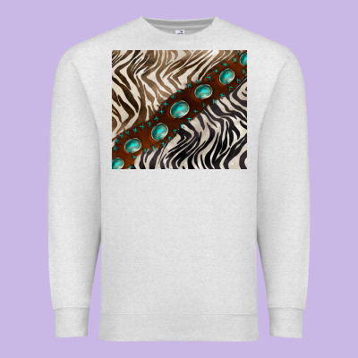 Zebra Gemstone Leather Premium Sweatshirt Designed By Barkaloodesign