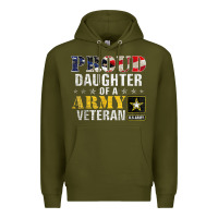 Army Green proud daughter of a army veteran american flag military gift Premium Hoodie - longCreatives