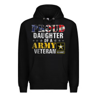 Black proud daughter of a army veteran american flag military gift Premium Hoodie - longCreatives