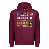 Burgundy proud daughter of a army veteran american flag military gift Premium Hoodie - longCreatives