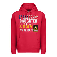 Cardinal proud daughter of a army veteran american flag military gift Premium Hoodie - longCreatives