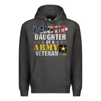 Charcoal Heather proud daughter of a army veteran american flag military gift Premium Hoodie - longCreatives