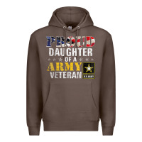 Coffee proud daughter of a army veteran american flag military gift Premium Hoodie - longCreatives