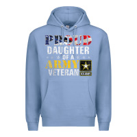 Colony Blue proud daughter of a army veteran american flag military gift Premium Hoodie - longCreatives