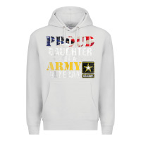 Dove Grey proud daughter of a army veteran american flag military gift Premium Hoodie - longCreatives
