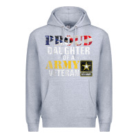 Heather Grey proud daughter of a army veteran american flag military gift Premium Hoodie - longCreatives