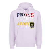 Lilac proud daughter of a army veteran american flag military gift Premium Hoodie - longCreatives