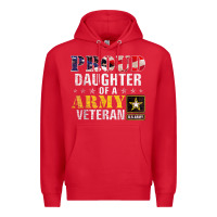 Red proud daughter of a army veteran american flag military gift Premium Hoodie - longCreatives