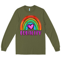 Army Green equality rainbow Long Sleeve Tee - OliviaCreatesArt