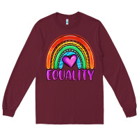 Burgundy equality rainbow Long Sleeve Tee - OliviaCreatesArt