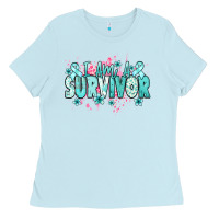 I Am A Survivor Teal Ribbon Ovarian Cancer Ladies Tee | Teevron