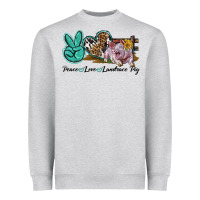 Heather Grey Peace Love Landrace Pig Heavyweight Sweatshirt - LillyAllenDesigns