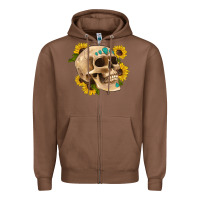 Chestnut skull flowers and gemstone Zipper Hoodie - Artiststas