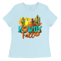 Baby Blue Howdy Fall Ladies Tee - texasbilliewilder