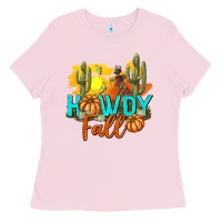 Bubblegum Pink Howdy Fall Ladies Tee - texasbilliewilder