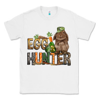 White Egg hunter with rabbit Easter Day Classic Tee - HowdyJamesFarm