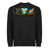 Black Camouflage Peace Love Striped Bass Heavyweight Sweatshirt - LillyAllenDesigns