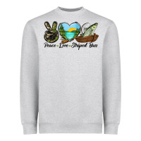 Heather Grey Camouflage Peace Love Striped Bass Heavyweight Sweatshirt - LillyAllenDesigns