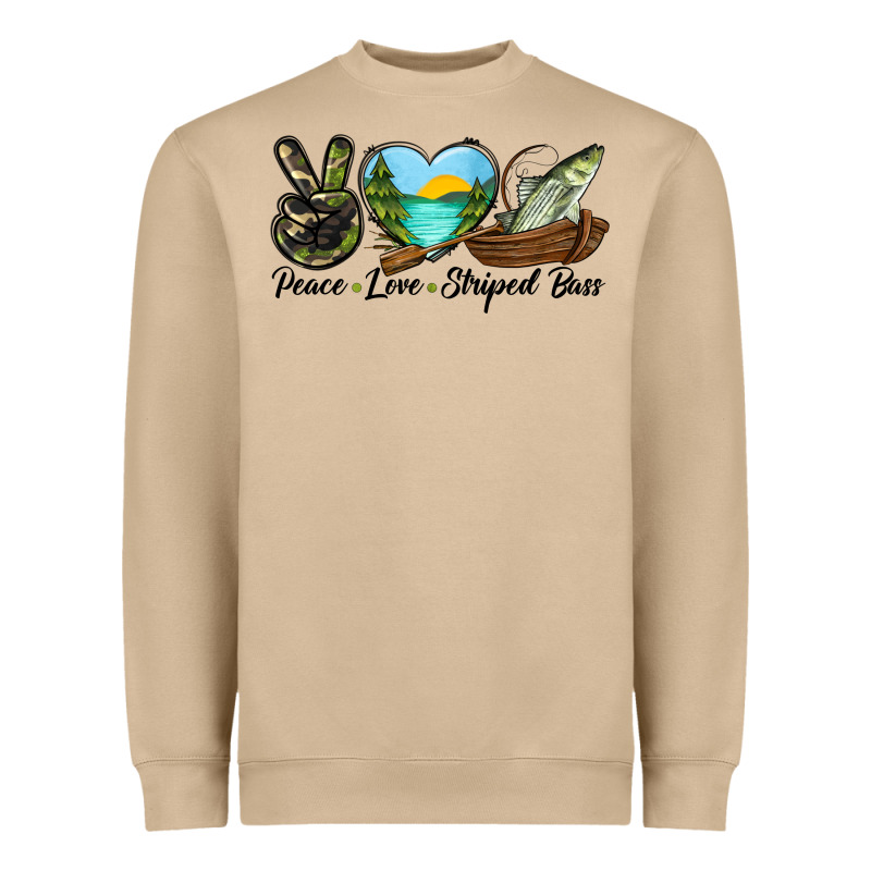 Camouflage Peace Love Striped Bass Heavyweight Sweatshirt by LillyAllenDesigns | Teevron