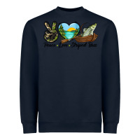 Navy Camouflage Peace Love Striped Bass Heavyweight Sweatshirt - LillyAllenDesigns