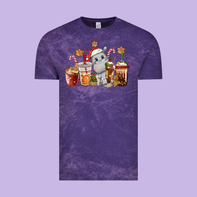 Hippopotamus Coffee Cups Christmas Vintage Tee Designed By Cowgirlartshop