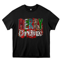 Black Merry Christmas Buffalo Plaid Leopard Heavy Core Tee - Bettercallsaul