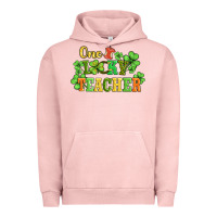 Pigment Salmon one lucky teacher Urban Hoodie - AdoDesignShop
