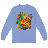 Colony Blue western horse cactus sunflowers horseshoe Long Sleeve Tee - OliviaCreatesArt