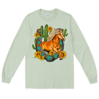 Matcha western horse cactus sunflowers horseshoe Long Sleeve Tee - OliviaCreatesArt