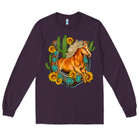 Plum western horse cactus sunflowers horseshoe Long Sleeve Tee - OliviaCreatesArt