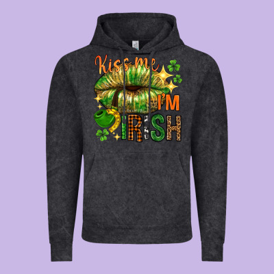 St. Patrick's Kiss Me I'm Irish With Lip Vintage Hoodie Designed By Howdyjamesfarm