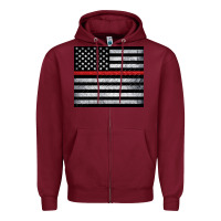 Burgundy thin red line American flag metal floor Zipper Hoodie - Artiststas