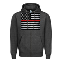 Charcoal Heather thin red line American flag metal floor Zipper Hoodie - Artiststas
