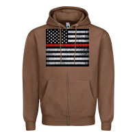 Chestnut thin red line American flag metal floor Zipper Hoodie - Artiststas