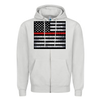 Dove Grey thin red line American flag metal floor Zipper Hoodie - Artiststas