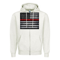 Oatmeal Heather thin red line American flag metal floor Zipper Hoodie - Artiststas