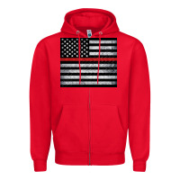 Red thin red line American flag metal floor Zipper Hoodie - Artiststas