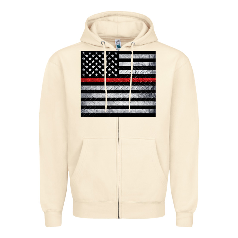 Thin Red Line American Flag Metal Floor Zipper Hoodie by Artiststas | Teevron