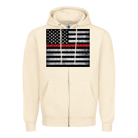 Sandshell thin red line American flag metal floor Zipper Hoodie - Artiststas