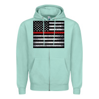 Seafoam thin red line American flag metal floor Zipper Hoodie - Artiststas