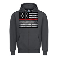 Smoke thin red line American flag metal floor Zipper Hoodie - Artiststas